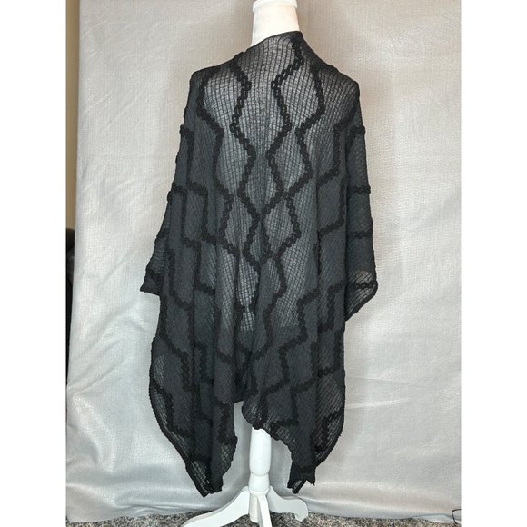 Stylish Zig Zag Fashion Poncho Black One Size Fits Most‎  FM-AV246 - Picture 3 of 5
